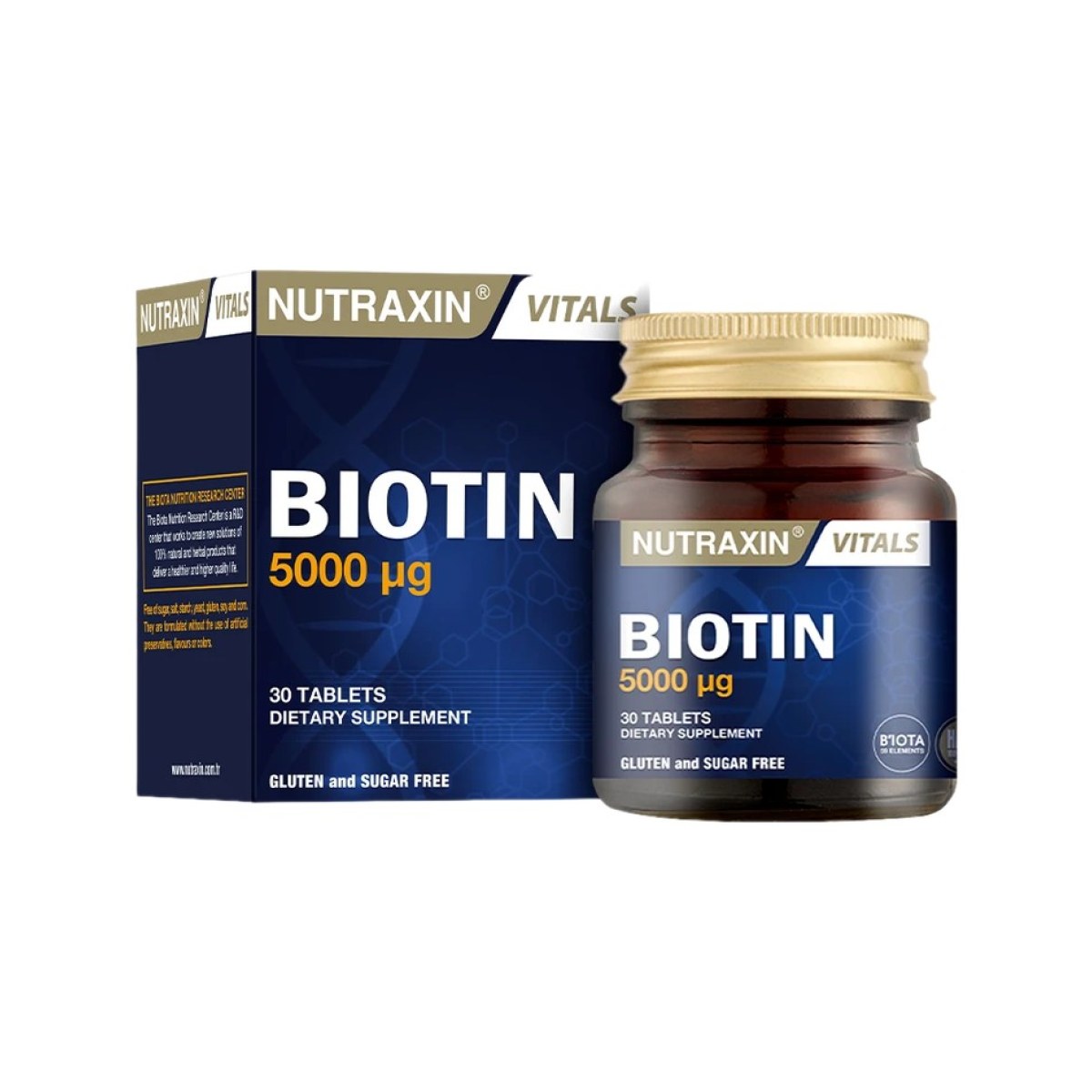 Nutraxin Biotin 5000 mcg - Complément alimentaire (30 comprimés)