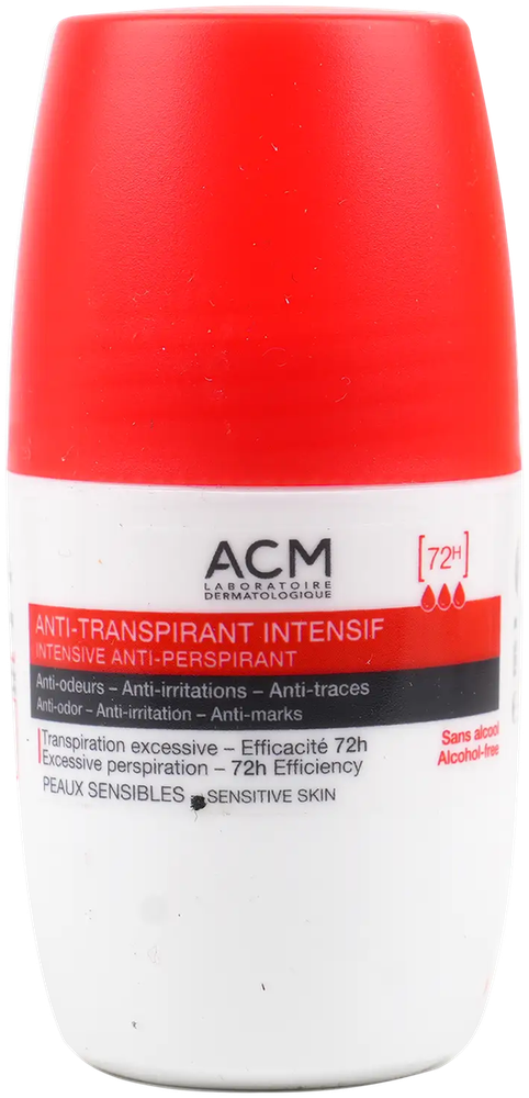 ACM Déodorant Anti-Transpirant Intensif 72H Peaux Sensibles Roll-On 50 ml