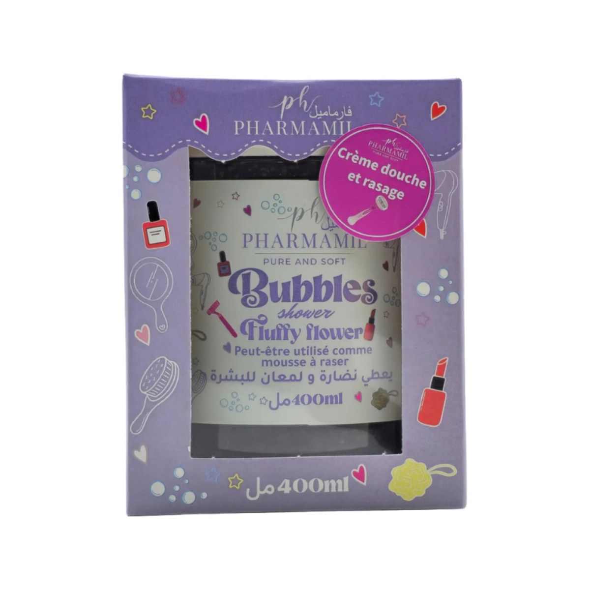 Pharmamil Pure and Soft Bubbles Shower Fluffy Flower - Crème douche et rasage 400 ml