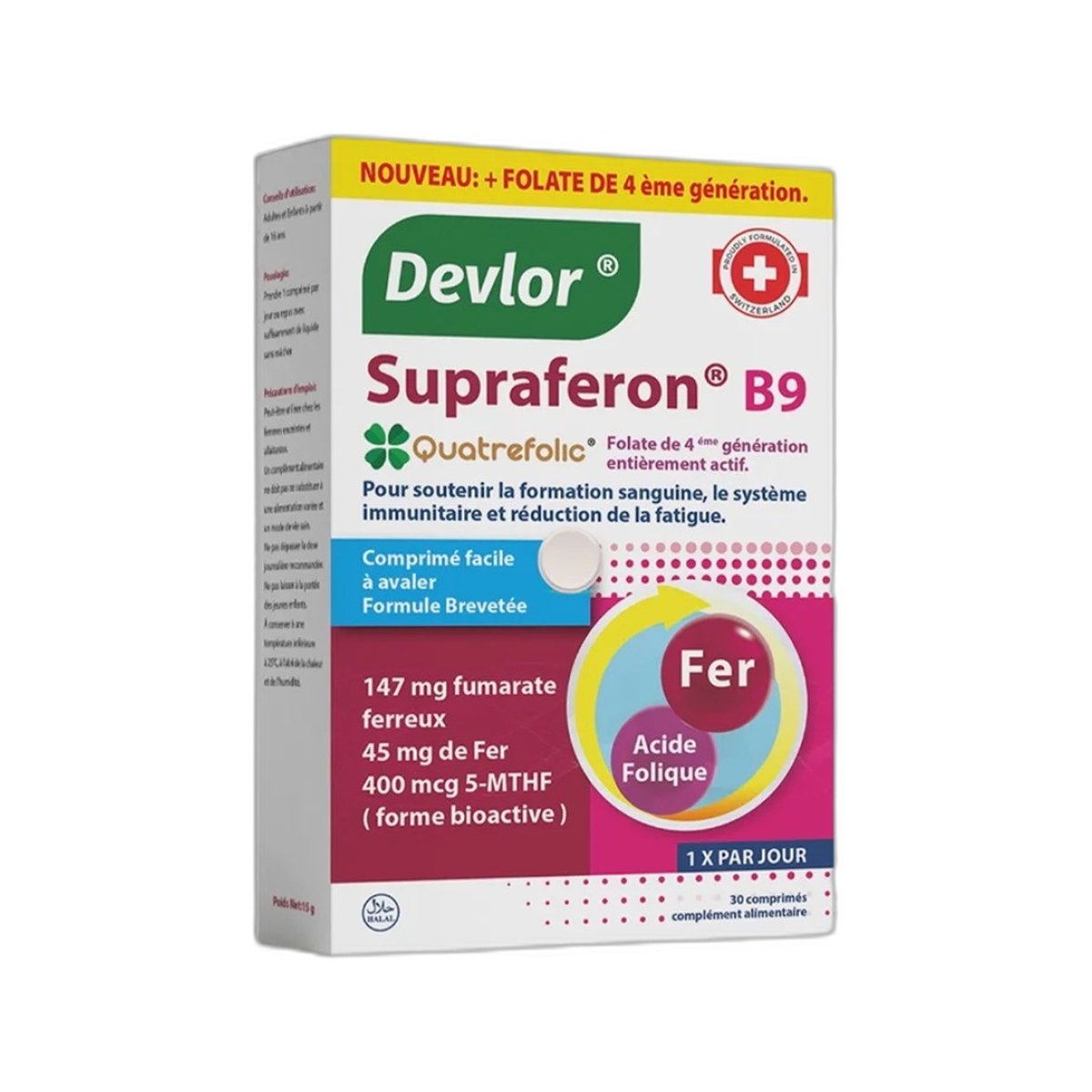 Devlor Supraferon B9 Fer + Acide Folique - 30 comprimés