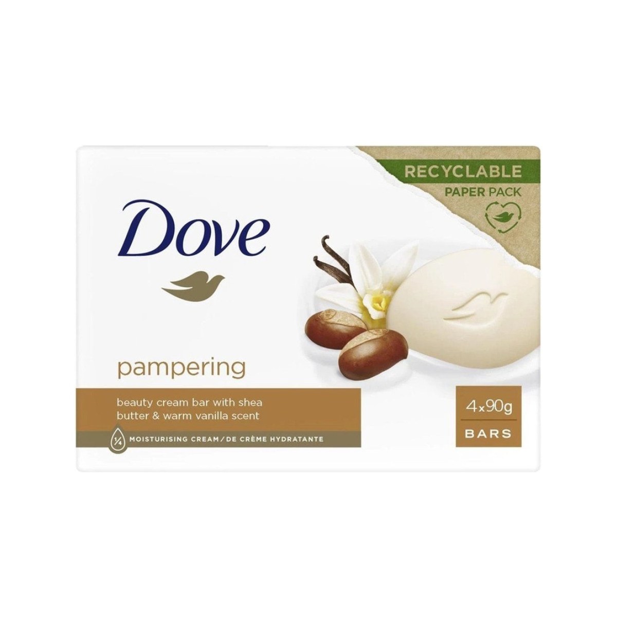 Dove Pampering Jabon en Barra Manteca de Karite y Vainilla 90 g